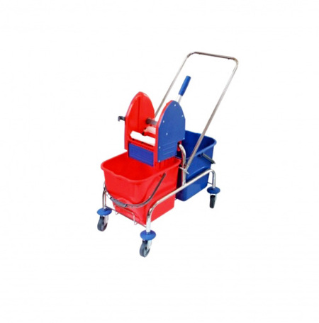 Úklidový vozík pojízdný, dvojitý, chromovaný