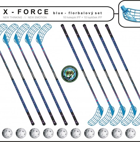 Set MPS X-Force Blue (10 hokejek + 10 míčků)